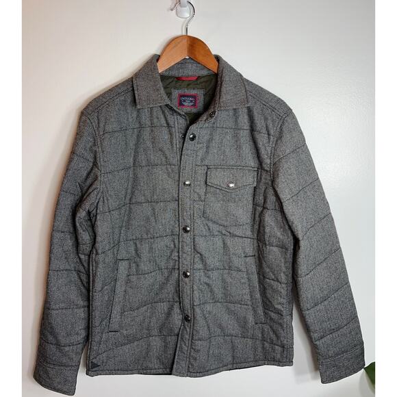 UNTUCKit Men's Vinifera Quilt Herringbone Shirt Jacket Gray Wool Blend Capsule - Picture 2 of 11